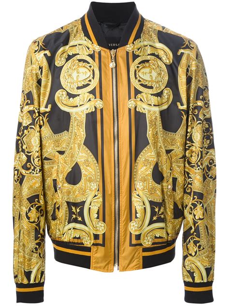 versace bomber jacket black and gold